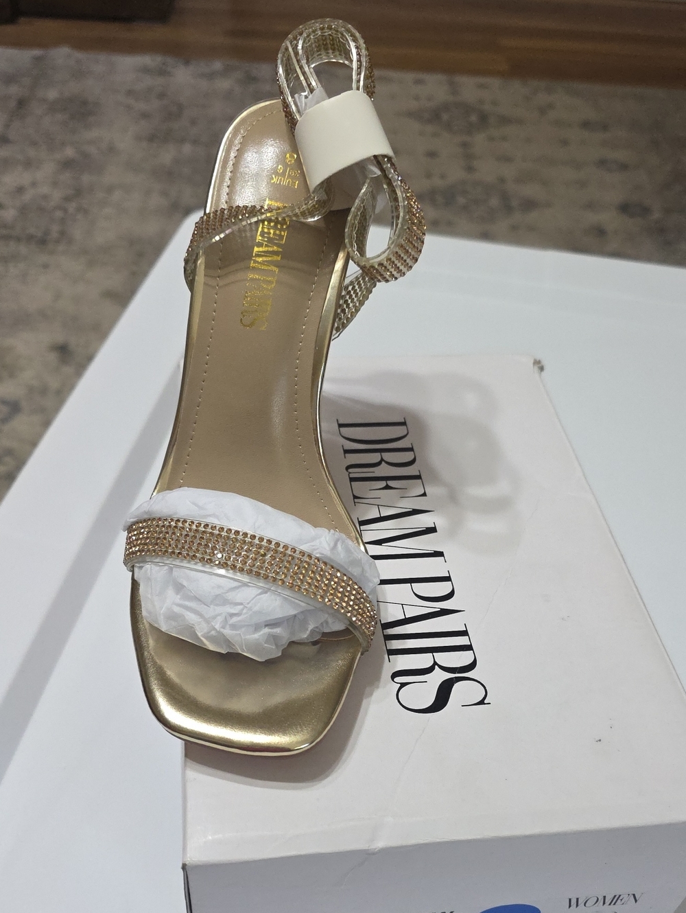 Dream Pairs Gold Rhinestone Strap Sandal